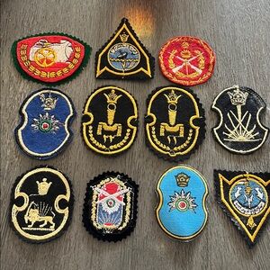 11 pieces Of 1970s Iran Pahlavi Army’s patches (Farsi)